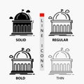 Library, school, education, learning, university Icon in Thin, Regular, Bold Line and Glyph Style. Vector illustration