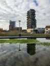 Library of trees, new Milan park. Vertical forest. Paths of the park with a panoramic view. Italy Royalty Free Stock Photo