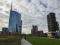 Library of trees, new Milan park. Unicredit skyscraper, Vertical forest. Paths of the park with a panoramic view. Italy Royalty Free Stock Photo
