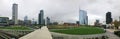 Library of trees, new Milan park. Unicredit skyscraper. 11/07/2018. Paths of the park with a panoramic view of the skyscrapers