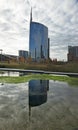 Library of trees, new Milan park. Unicredit skyscraper. Paths of the park with a panoramic view. Italy Royalty Free Stock Photo