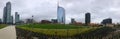 Library of trees, new Milan park. Unicredit skyscraper. 11/07/2018. Paths of the park with a panoramic view of the skyscrapers