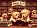 Library Week Poster with puppies Royalty Free Stock Photo
