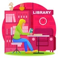 library woman loves to read vector illustration