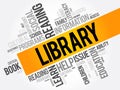 Library word cloud collage, education concept background Royalty Free Stock Photo