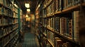 The librarys faded backdrop of endless literary knowledg Royalty Free Stock Photo