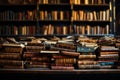 Librarys legacy captured in the blurred elegance of old books Royalty Free Stock Photo