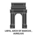 Libya, Arch Of Marcus , Aurelius travel landmark vector illustration Royalty Free Stock Photo