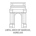 Libya, Arch Of Marcus , Aurelius travel landmark vector illustration