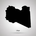 Libya country map, simple black silhouette on gray