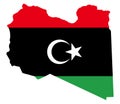 Libya flag on map on transparent background vector illustration