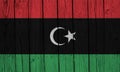 Libya Flag Over Wood Planks