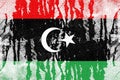 Libya flag painted on old distressed concrete wall background Royalty Free Stock Photo