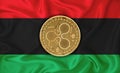 Libya flag, ripple gold coin on flag background. The concept of blockchain, bitcoin, currency decentralization in the country. 3d-