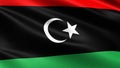 Libya flag, with waving fabric texture