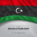 Libya happy revolution day greeting card, banner vector illustration
