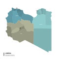 Libya higt detailed map with subdivisions
