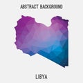 Libya map in geometric polygonal,mosaic style.