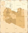 Libya Map - Vintage Detailed Vector Illustration