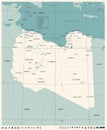 Libya Map - Vintage Detailed Vector Illustration