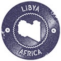 Libya map vintage stamp.