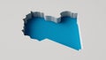Libya Map's 3d illustration 3d inner extrude map Sea Depth with inner shadow.