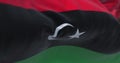Detail of the Libya national flag fluttering