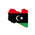 Libya national flag in a shape of country map
