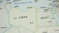 Libya on a Map with Defocus