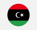 Libya Round Country Flag. Libyan Circle National Flag