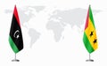 Libya and Sao Tome and Principe flags for official meeti
