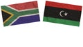 Libya and South Africa Flags Together Paper Texture Illustration