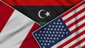 Libya United States of America Peru Flags Together Fabric Texture Illustration