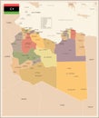 Libya - vintage map and flag - Detailed Vector Illustration