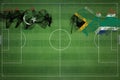 Libya vs South Africa Soccer Match, national colors, national flags, soccer field, football game, Copy space