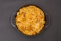 Libyan chicken pasta called imbakbaka a spicy Middle Eastern dish