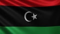 The Libyan flag flutters close-up in the wind, video of the national flag of Libya in 3d, in 4k resolution