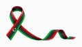 Libyan flag stripe ribbon wavy background layout. Vector illustration.