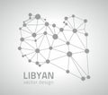 Libyan dot grey outline triangle perspective modern vector map