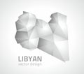 Libyan vector grey and silver polygonal mosaic 3d map