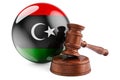Libyan law and justice concept. Wooden gavel with flag of Libya. 3D rendering