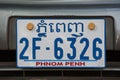 A licence or registration plate from a Cambodian car