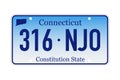 License plate Connecticut. Vector illustration on white background. Royalty Free Stock Photo