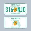 License plate of Florida. Car number plate. Vector stock illustration Royalty Free Stock Photo