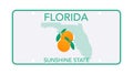 License plate of Florida. Car number plate. Vector stock illustration Royalty Free Stock Photo
