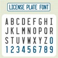 License plate font. Car identification number letters set.