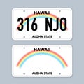 License plate of hawaii. Car number plate. Vector stock illustration. Royalty Free Stock Photo