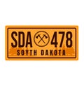 License plate old collection, vintage south dakota car number isolated on white vector illustration. American Royalty Free Stock Photo