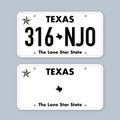 License plate of Texas. Car number plate. Vector stock illustration. Royalty Free Stock Photo
