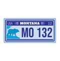 License plate from usa montana car vector illustration. Old automobile vintage collection with registration number plate Royalty Free Stock Photo